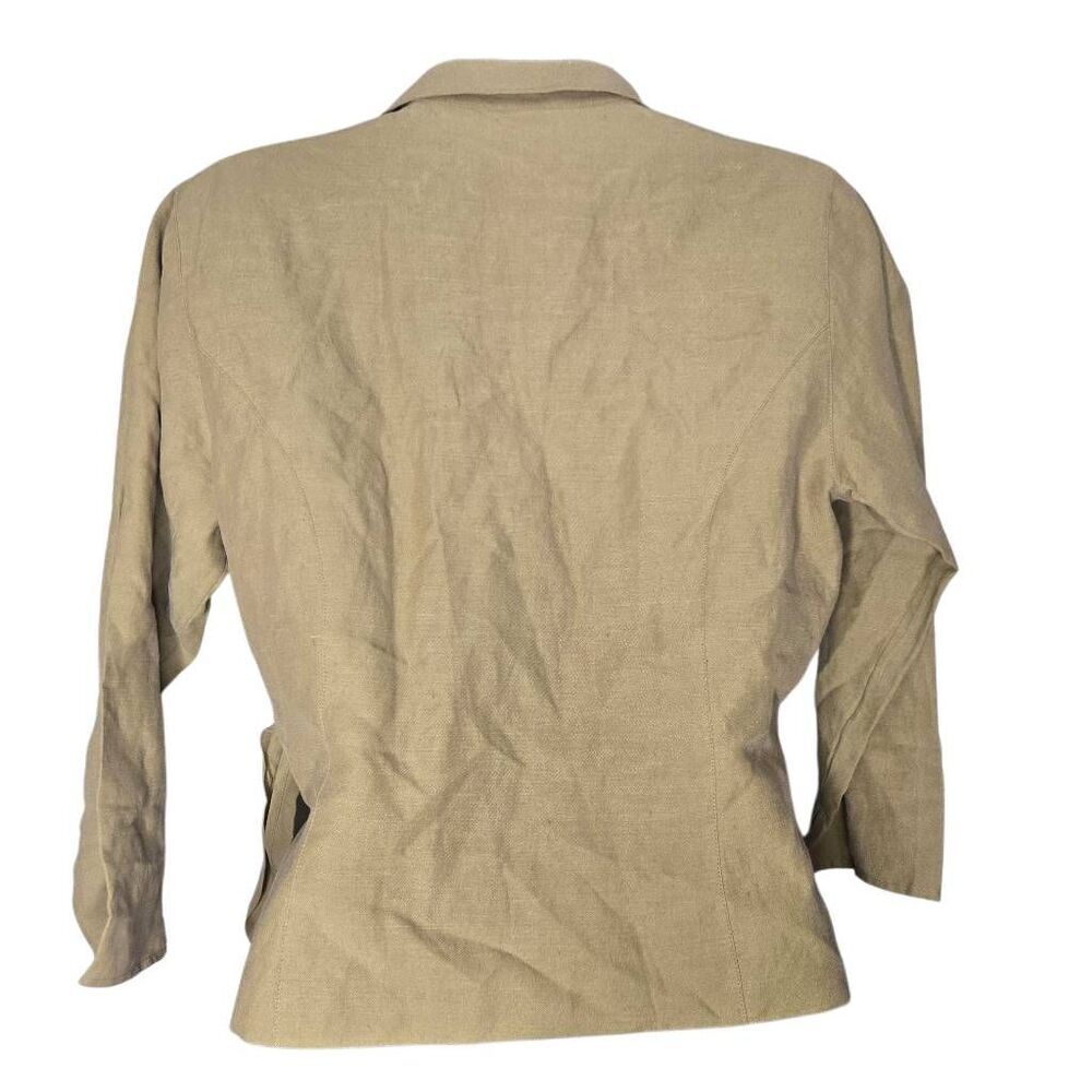 Anne Carson Blouse Size Small Silk Linen Cross Side Tie Collard - Picture 4 of 6